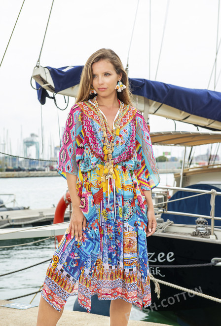 promocion 8.50e 2531 N-35SH Vestido talla unica (2), 110 cm, shifon de viscosa | fresh-cotton.com