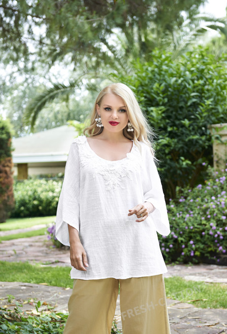 2061 A-5C Blouse 2XL,3XL,4XL(3), cotton, 72 cm | fresh-cotton.com