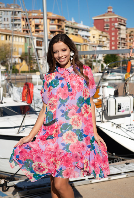 21NI-317 SH Dress L,XL,2XL(3), 92-95 cm, chiffon | fresh-cotton.com