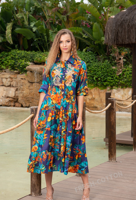 22A-455 C Dress 2XL,3XL,4XL(3), 127 cm, cotton | fresh-cotton.com