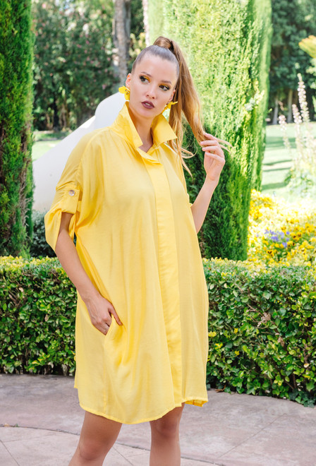 -20 4254 A green V Dress-shirt, S/M, L/XL(4), viscose. 88 cm | fresh-cotton.com