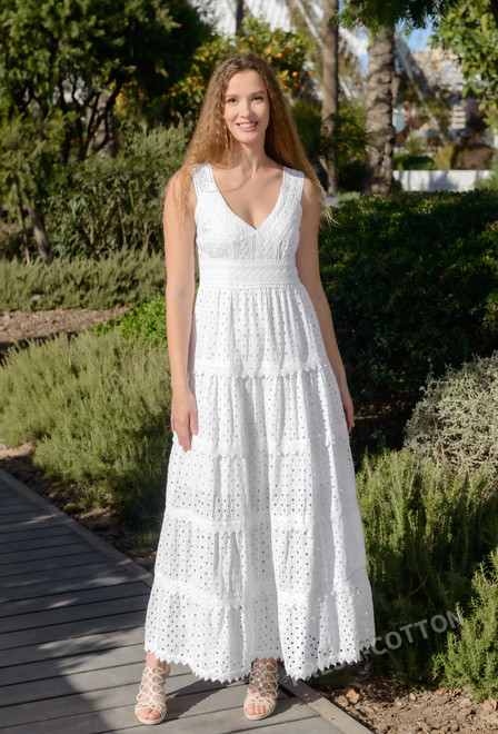 -30 4076 F white C Dress, S,M,L,XL(4), cotton. 147 cm | fresh-cotton.com