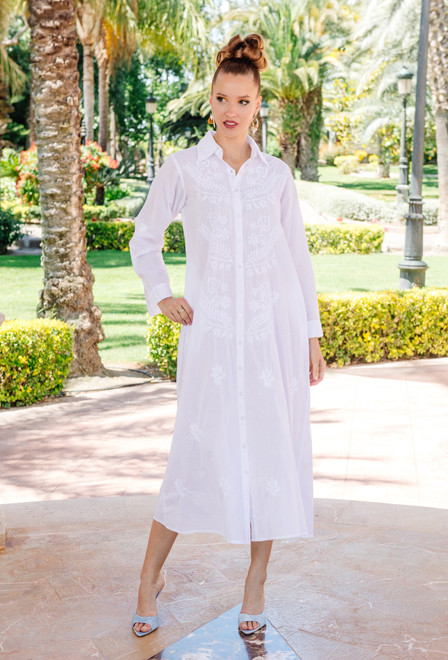 -30 4077 F white C Dress, S,M,L,XL(4), cotton. 125 cm | fresh-cotton.com