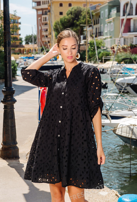 -20 4069 F black C Vestido, M,L,XL,2XL(4), algodon. 100 cm | fresh-cotton.com