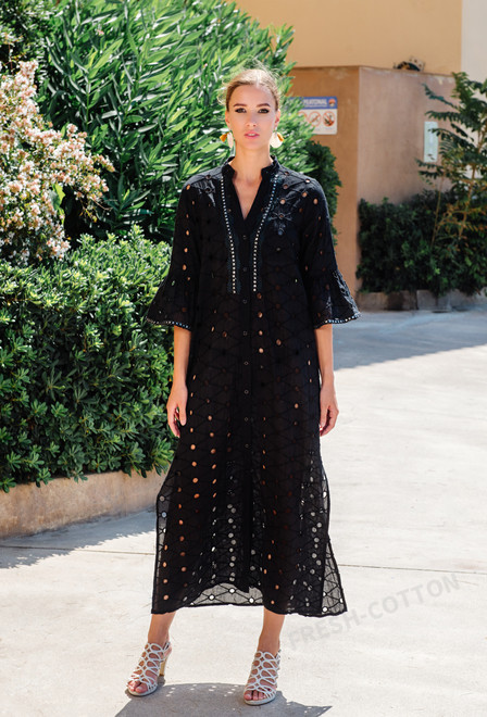 -20 4079 EF black C Tunica, S/M,L/XL(2), cotton. 132 cm | fresh-cotton.com