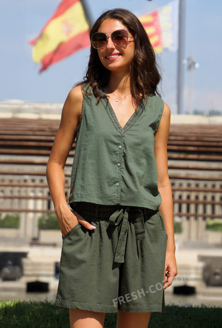 6026E-O[S] Shorts (S), 40 cm, cotton with linen | fresh-cotton.com