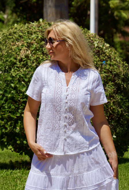 6102F Блуза M,L,XL,2XL(4). белая, хлопок | fresh-cotton.com