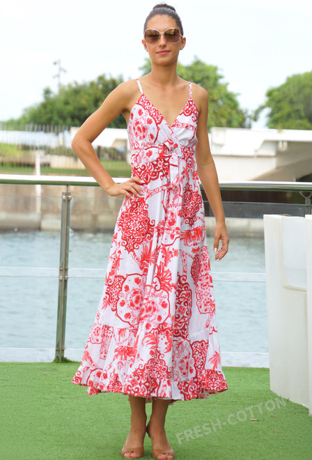 6405A-RJ[F] Vestido sin mangas talla unica, 123 cm, algodon | fresh-cotton.com