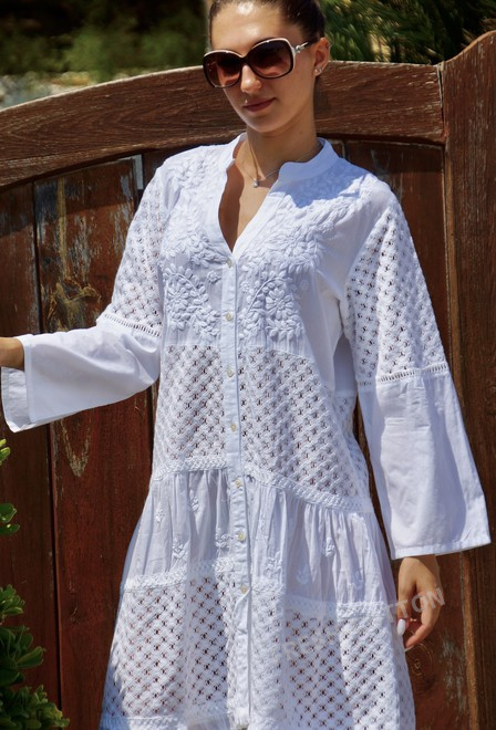 6504F-3 Vestido M,L,XL(3). blanco, algodon | fresh-cotton.com