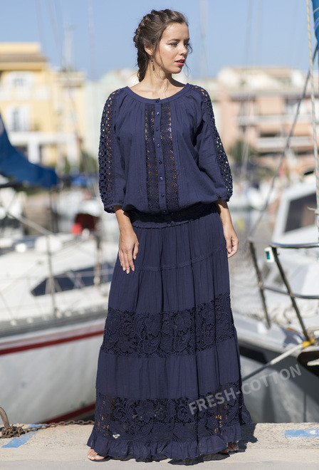 302 F-2c Blouse M,L,XL,2XL(4), 61 cm, cotton | fresh-cotton.com