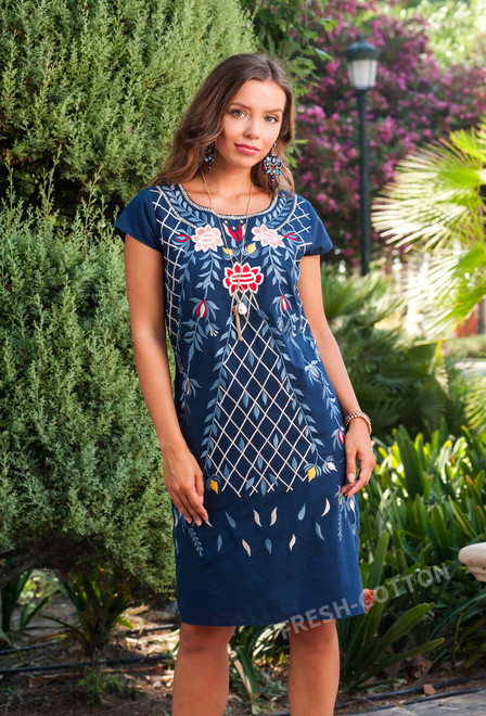 1414 I-1c Dress M,L,XL,2XL(4), 97 cm, cotton | fresh-cotton.com