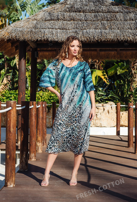 -30 40105 EF-019 circles SH Dress XL,2XL,3XL(3). chiffon. | fresh-cotton.com