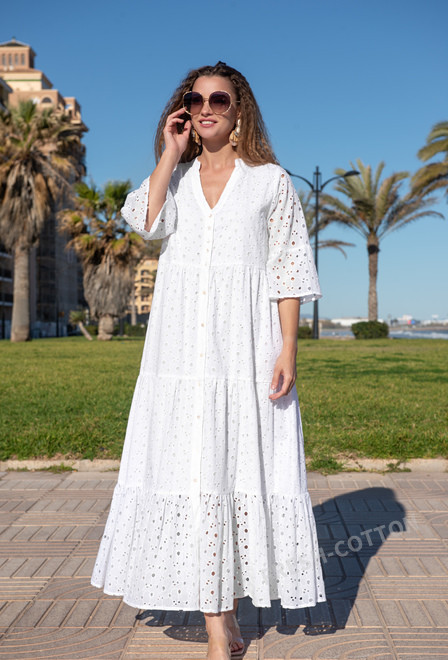 5085 F white Cm Сукня M/L, бавовна, 140 cm | fresh-cotton.com