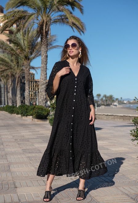 5085 F black Cm Dress M/L (2), cotton, 140 cm | fresh-cotton.com