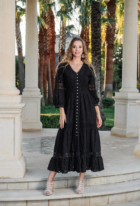 5088 F black C Dress M/L (2), cotton, 140 cm | fresh-cotton.com