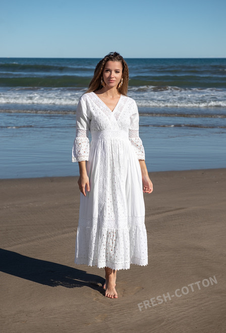 5086 F white C Платье XL/2XL, хлопок, 140 cm | fresh-cotton.com
