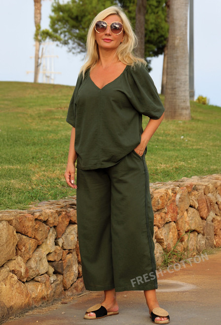 6183E-O[XL] Blusa (XL), 65 cm, algodon con lino | fresh-cotton.com
