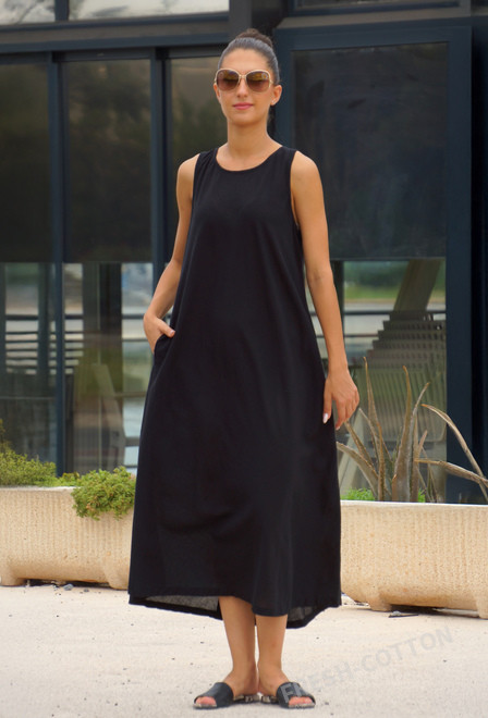 6435E-N[XL] Dress (XL), 122 cm, cotton with linen | fresh-cotton.com